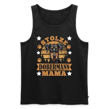 Dobermänner STOLZE DOBERMANN MAMA Hundemama - Männer Premium Bio Tank Top - Schwarz - Vorne - Michal (187cm)