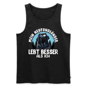 Newfie MEIN NEUFUNDLÄNDER LEBT BESSER ALS ICH - Männer Premium Bio Tank Top - Schwarz - Vorne - Michal (187cm)