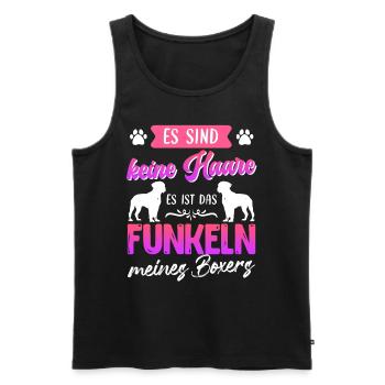 Boxer Hund KEINE HAARE FUNKELN MEINES BOXERS - Männer Premium Bio Tank Top - Schwarz - Vorne - Michal (187cm)