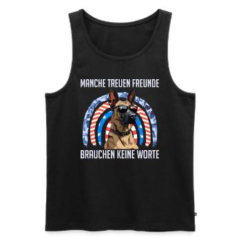 Malinois MANCHE TREUE FREUNDE BRAUCHEN KEINE WORTE - Männer Premium Bio Tank Top - Schwarz - Vorne - Michal (187cm)