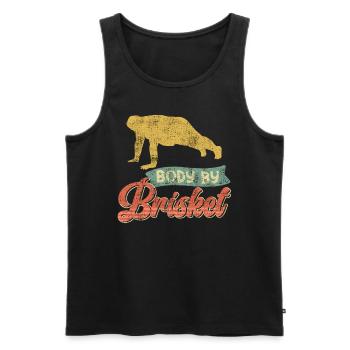 Fleischesser BODY BY BRISKET Fleischliebhaber - Männer Premium Bio Tank Top - Schwarz - Vorne - Michal (187cm)