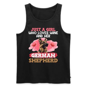 German Shepherd Just a Girl Who Loves Her German - Men's Premium Organic Tank Top - black - Front - AI Model Male 178 light (178cm)