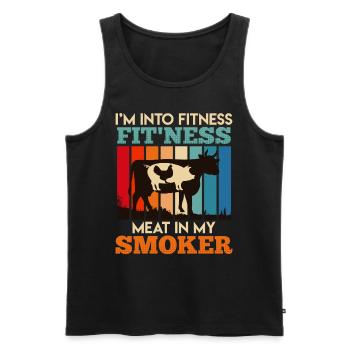 Griller J’AIME LA VIANDE DE FITNESS DANS MON FUMOIR Drôle - Débardeur bio Premium Homme - noir - Devant - Michal (187cm)