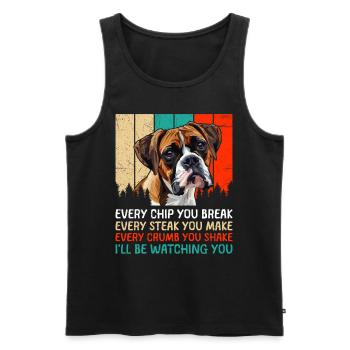 Boxer Dog CHAQUE PUCE QUE VOUS CASSEZ Boxer allemand - Débardeur bio Premium Homme - noir - Devant - AI Model Male 178 light (178cm)