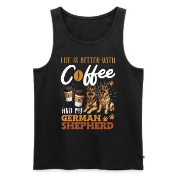 German Shepherd Owner COFFEE AND MY GERMAN - Men's Premium Organic Tank Top - black - Front - AI Model Male 178 light (178cm)
