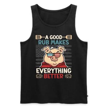 Grillmeister A GOOD RUB MAKES EVERYTHING BETTER - Men's Premium Organic Tank Top - black - Front - Michal (187cm)