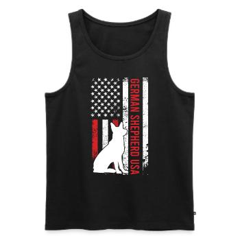 GERMAN SHEPHERD USA German Shepherd Owner - Men's Premium Organic Tank Top - black - Front - AI Model Male 178 light (178cm)