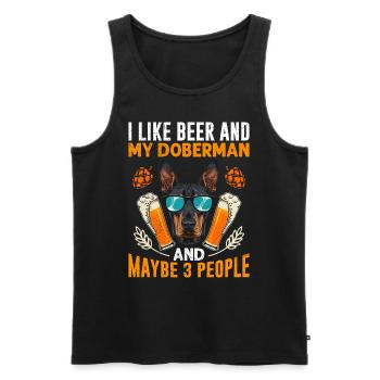 Doberman owner LIKE BEER AND MY DOBERMAN - Men's Premium Organic Tank Top - black - Front - AI Model Male 178 light (178cm)