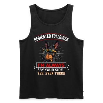 Doberman DEDICATED FOLLOWER Doberman Owner - Men's Premium Organic Tank Top - black - Front - AI Model Male 178 light (178cm)