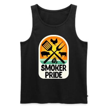 Grillfeier SMOKER PRIDE Fleischliebhaber BBQ - Männer Premium Bio Tank Top - Schwarz - Vorne - Michal (187cm)
