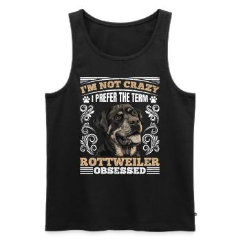 Ami Rottweiler JE NE SUIS PAS FOU PRÉFÈRE LE TERME - Débardeur bio Premium Homme - noir - Devant - AI Model Male 178 light (178cm)