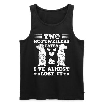 Propriétaire de Rottie DEUX ROTTWEILERS PLUS TARD, JE L’AI PERDU - Débardeur bio Premium Homme - noir - Devant - Michal (187cm)