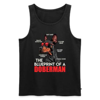 Doberman Owner BLUEPRINT OF A DOBERMAN Funny - Men's Premium Organic Tank Top - black - Front - AI Model Male 178 light (178cm)