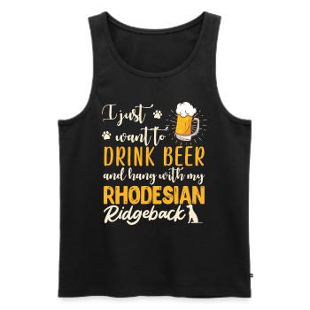 Rhodesian Ridgeback ENVIE JUSTE DE BOIRE DE LA BIÈRE - Débardeur bio Premium Homme - noir - Devant - Michal (187cm)