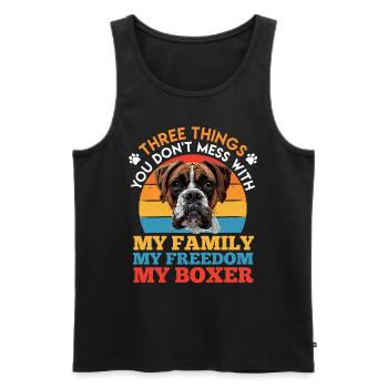 Boxer allemand NE TOUCHEZ PAS À LA LIBERTÉ DE LA FAMILLE - Débardeur bio Premium Homme - noir - Devant - Michal (187cm)
