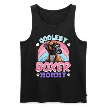 Chien Boxer Allemand Maman COOLEST BOXER MOMMY - Débardeur bio Premium Homme - noir - Devant - Michal (187cm)