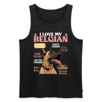 Belgian Shepherd LOVE MY BELGIAN MALINOIS - Men's Premium Organic Tank Top - black - Front - AI Model Male 178 light (178cm)