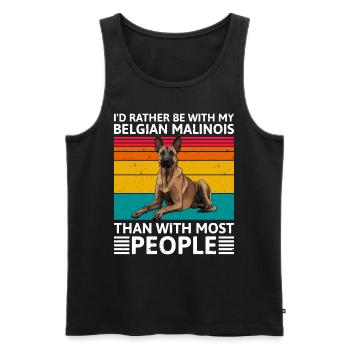 Malinois I'D RATHER BE WITH BELGIAN MALINOIS - Men's Premium Organic Tank Top - black - Front - AI Model Male 178 light (178cm)