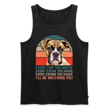Boxer Dog CHAQUE PUCE QUE VOUS CASSEZ Boxer allemand - Débardeur bio Premium Homme - noir - Devant - AI Model Male 178 light (178cm)