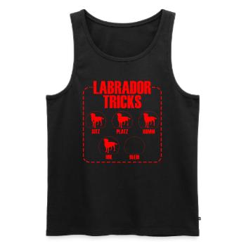 LABRADOR TRICKS Lustig Labrador Retriever Hund - Männer Premium Bio Tank Top - Schwarz - Vorne - AI Model Male 178 light (178cm)
