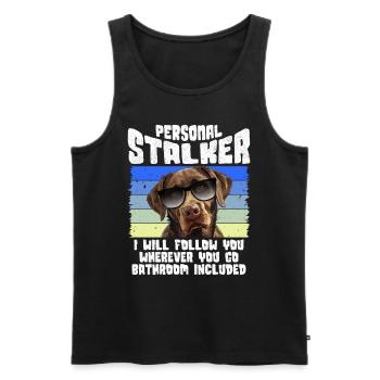 Labrador Dog PERSONAL STALKER I'LL FOLLOW YOU - Men's Premium Organic Tank Top - black - Front - Michal (187cm)