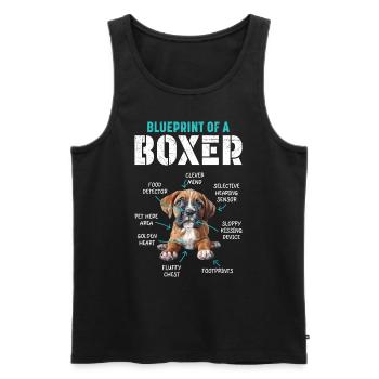 Boxer allemand PLAN D’UN BOXER Drôle - Débardeur bio Premium Homme - noir - Devant - AI Model Male 178 light (178cm)