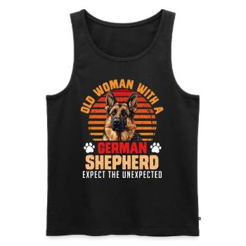Dog mom OLD WOMAN WITH A GERMAN SHEPHERD - Men's Premium Organic Tank Top - black - Front - AI Model Male 178 light (178cm)