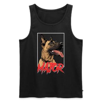 Berger Belge MAJOR Chien Malinois - Débardeur bio Premium Homme - noir - Devant - AI Model Male 178 light (178cm)