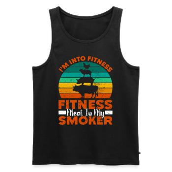 Grillen I'M INTO FITNESS MEAT IN MY SMOKER Lustig - Männer Premium Bio Tank Top - Schwarz - Vorne - Michal (187cm)