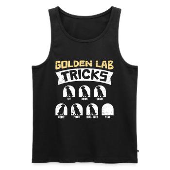 Labrador GOLDEN LAB TRICKS Labrador Hund Lustiges - Männer Premium Bio Tank Top - Schwarz - Vorne - Michal (187cm)
