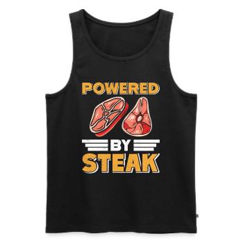 MEAT LOVER POWERED BY STEAK Funny - Men's Premium Organic Tank Top - black - Front - Michal (187cm)
