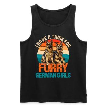 Deutscher Schäferhund I HAVE A THING FOR HAIRY - Männer Premium Bio Tank Top - Schwarz - Vorne - Michal (187cm)