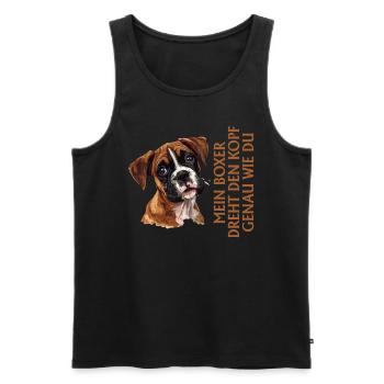 Hundebesitzer MEIN BOXER DREHT DEN KOPF WIE DU - Männer Premium Bio Tank Top - Schwarz - Vorne - AI Model Male 178 light (178cm)