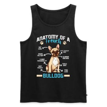 Französische Bulldogge ANATOMIE D’UN BOULEDOGUE FRANÇAIS - Débardeur bio Premium Homme - noir - Devant - Michal (187cm)