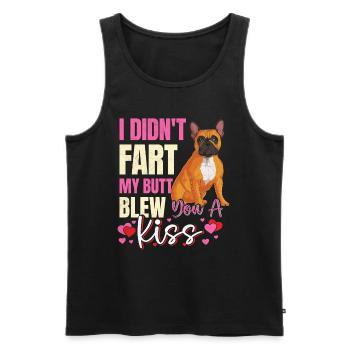 Frenchie N’A PAS PET MES FESSES T’ONT SOUFFLÉ UN BAISER Lustig - Débardeur bio Premium Homme - noir - Devant - Michal (187cm)