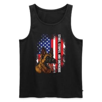 USA Stars Stripes and Shepherds Schäferhund - Männer Premium Bio Tank Top - Schwarz - Vorne - Michal (187cm)