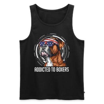 German Boxer ADDICTED TO BOXER Beer Fan - Men's Premium Organic Tank Top - black - Front - AI Model Male 178 light (178cm)