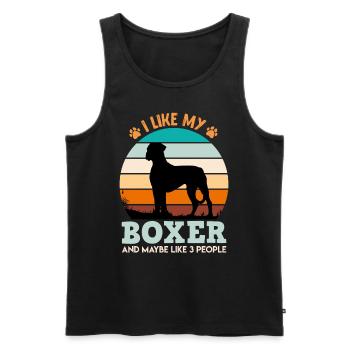 German Boxer LIKE MY BOXER AND MAYBE 3 PEOPLE - Men's Premium Organic Tank Top - black - Front - Michal (187cm)