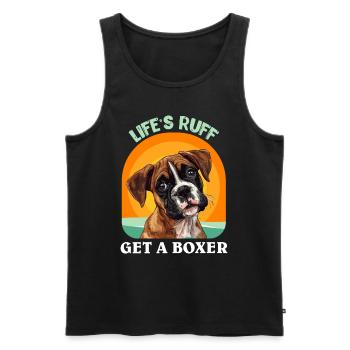 Deutscher Boxer LIFE'S RUFF GET A BOXER Besitzer - Männer Premium Bio Tank Top - Schwarz - Vorne - AI Model Male 178 light (178cm)