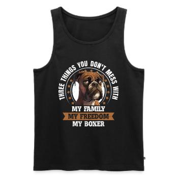 Boxer Dog Dad THREE THINGS YOU LEAVE ALONE - Men's Premium Organic Tank Top - black - Front - AI Model Male 178 light (178cm)