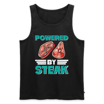 MEAT LOVERS POWERED BY STEAK Fun - Men's Premium Organic Tank Top - black - Front - Michal (187cm)