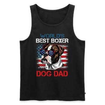 Deutscher Boxer USA WELTBESTER BOXER PAPA - Männer Premium Bio Tank Top - Schwarz - Vorne - AI Model Male 178 light (178cm)