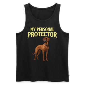Chien Ridgeback MON PROTECTEUR PERSONNEL Drôle - Débardeur bio Premium Homme - noir - Devant - Michal (187cm)