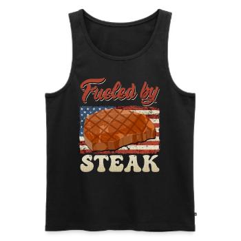 Meat Lovers FUELED BY STEAK Barbecue Party Funny - Men's Premium Organic Tank Top - black - Front - Michal (187cm)