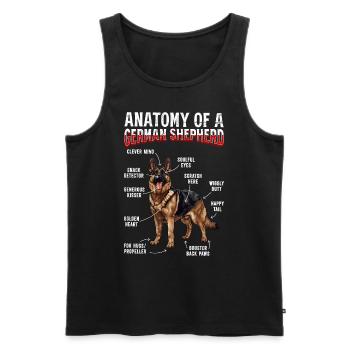Deutscher Schäferhund ANATOMY OF GERMAN SHEPHERD - Männer Premium Bio Tank Top - Schwarz - Vorne - Michal (187cm)