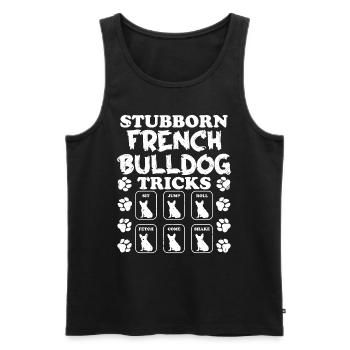 Funny Frenchie STUBBORN FRENCH BULLDOG TRICKS - Men's Premium Organic Tank Top - black - Front - Michal (187cm)