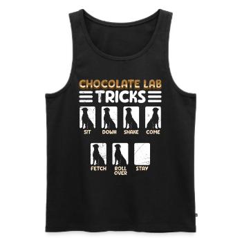 Labrador Drôle CHOCOLATE LAB TRICKS Têtu - Débardeur bio Premium Homme - noir - Devant - Michal (187cm)