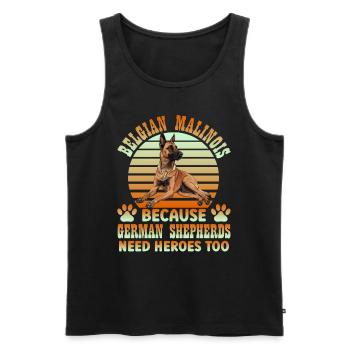 BELGIAN MALINOIS BECAUSE GERMAN SHEPHERDS NEED - Männer Premium Bio Tank Top - Schwarz - Vorne - AI Model Male 178 light (178cm)