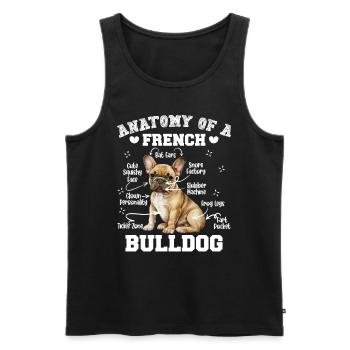 Anatomie d'un BOULEDOGUE FRANÇAIS Funny Frenchie - Débardeur bio Premium Homme - noir - Devant - Michal (187cm)