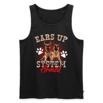 Belgischer Schäferhund EARS UP SYSTEM ARMED Lustig - Männer Premium Bio Tank Top - Schwarz - Vorne - AI Model Male 178 light (178cm)